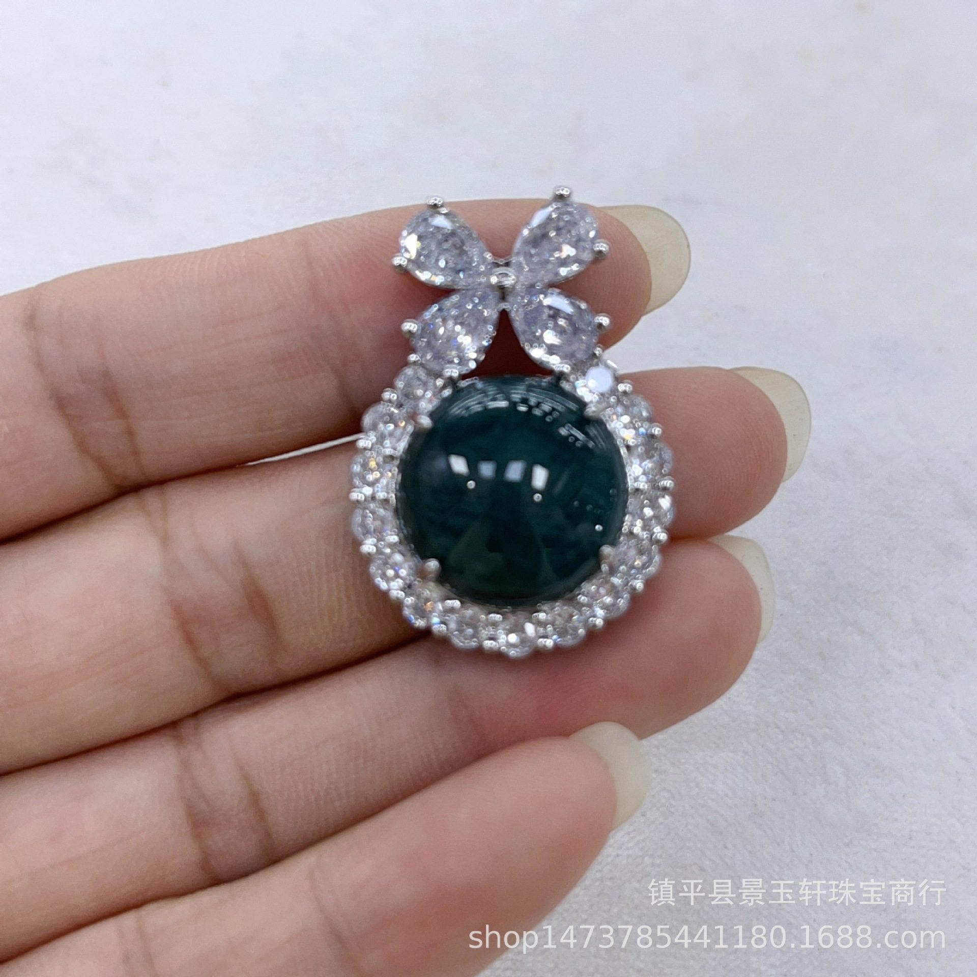 Manufacturer Wholesale A-Grade Hazardous Jade Blue Water Gourd Pendant 925 Silver Inlaid Pendant Necklace Live Supply Wholesale