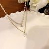 Hot-selling Light Luxury Layered Pearl Necklace Women's Instagram Popular High-grade Design Sense Bow Clavicle Chain Necklace Chain