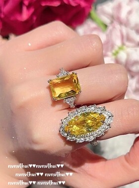 戒指复古辛德瑞拉暮光黄马眼石