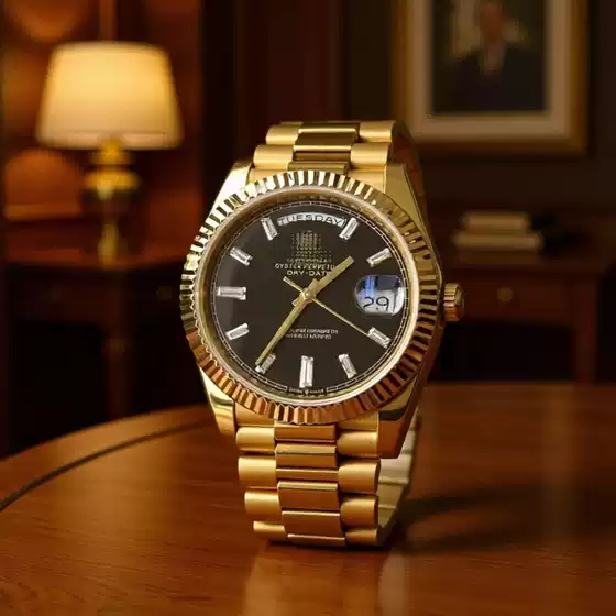 41-Day Date-Day-Date-Night Model Mechanical Men's Watch, with a Bezel and Calendar, Exudes an Impressive Aura, Easily Impressing in Business Settings.