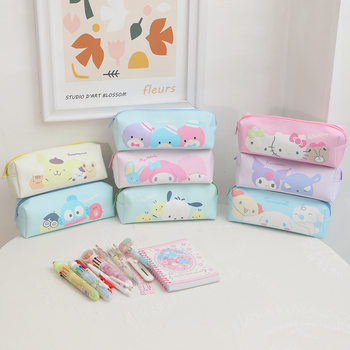New Japanese Kulomi Large Capacity Cute PU Zipper Pencil Case Student Stationery Storage Bag Melody Bag