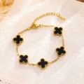 7727 four leaf clover bracelet black