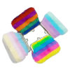 New Stripesd Plush Coin Purse, 4inch Rainbow Bank Card Storage Bag, Small Gift Key Bag