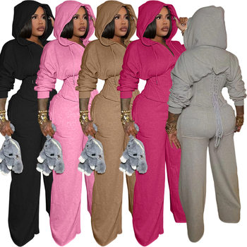 Tk6347 European and American Fashion Women's Clothing, Personalized Tie-Waist Casual Two-Piece Pants Set (Including Fishbone Corset)