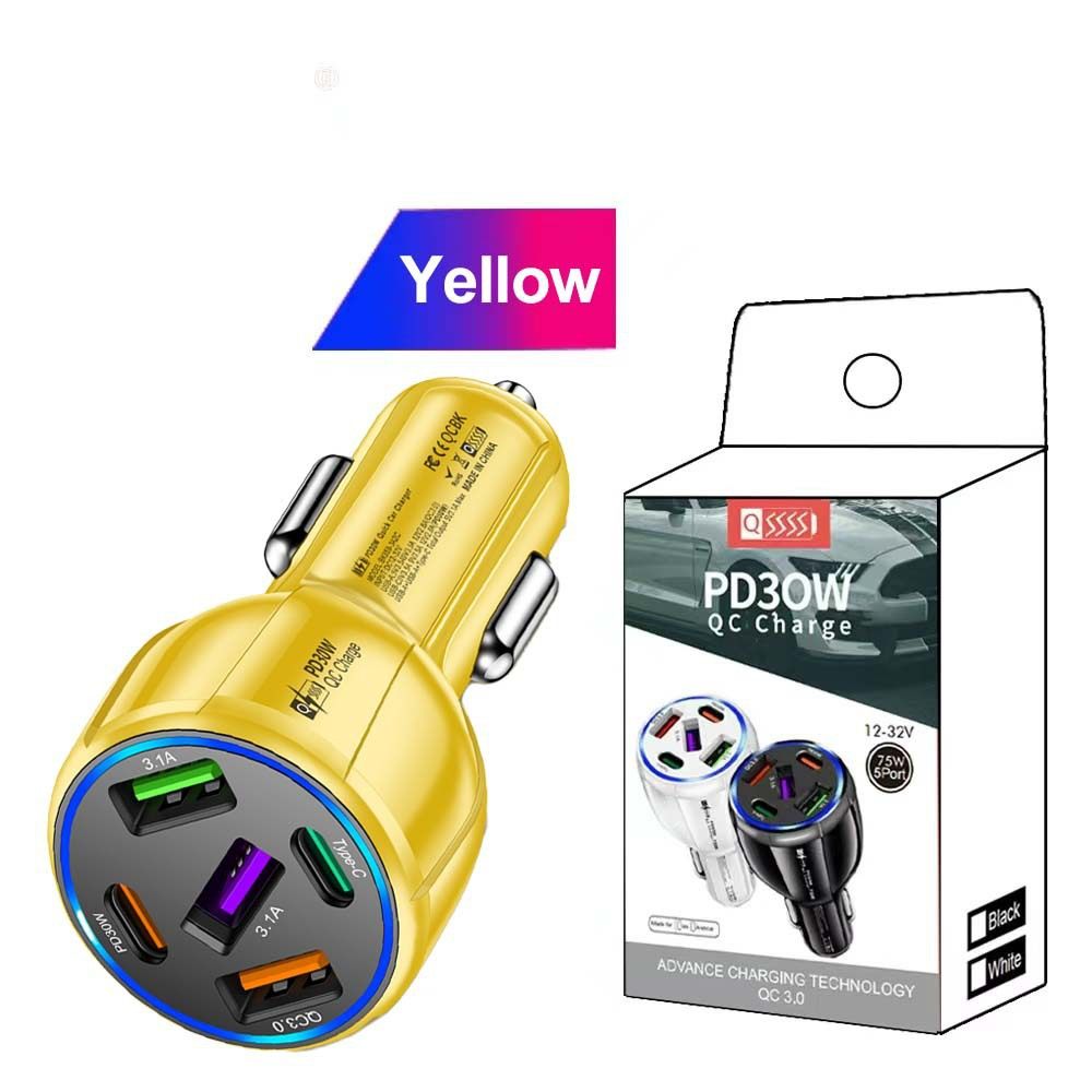 Multi-Port Pd USB Car Charging Mobile Phone Type-C Adapter Qc3.0 Fast Car Charging