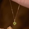 New Seiko Inlaid Olive Green Love Necklace Women's Mori Style New High-value Fashion Heart-shaped Pendant Necklace