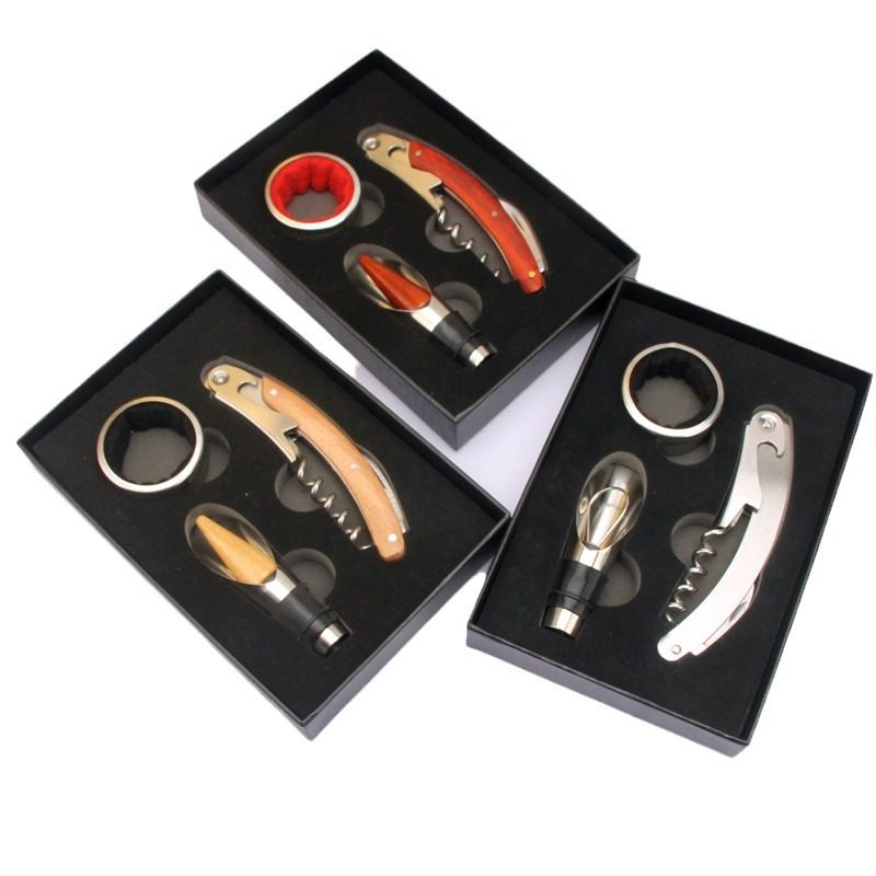 Bottle Opener Three-Piece Set Wine Tools Combination Cartons Pour Stop Drip Ring Bar Wine Tools Daily Gifts New