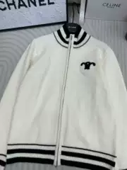 Double C Letter Embroidered Knitted Cardigan Jacket, Feminine and Versatile Design, Niche Fashion Sweater Jacket
