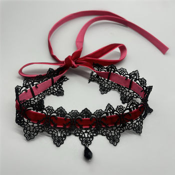 Sexy Neck Jewelry Wine Red Dark Lace Velvet Lace Collar Choker Lace Strap Clavicle Chain