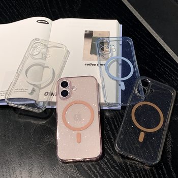 Suitable for Iphone17 Starry Sky Glitter Magnetic Phone Case Apple 16Promax Fine Hole Transparent Soft Protective Cover 14