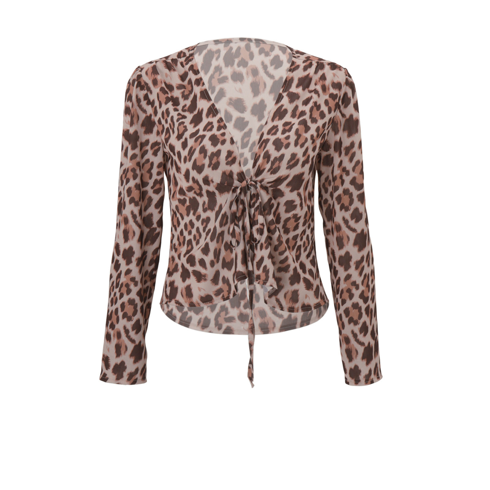 Leopard Print Cardigan Long Sleeve Tie Front Stylish Design Fall Fashion for Women Wholesale Available