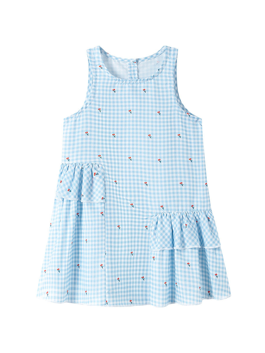 Summer Sleeveless Girls' Slip Dress, Cute Baby Skirt, Plaid Kids' Dress, Kids' Dress
