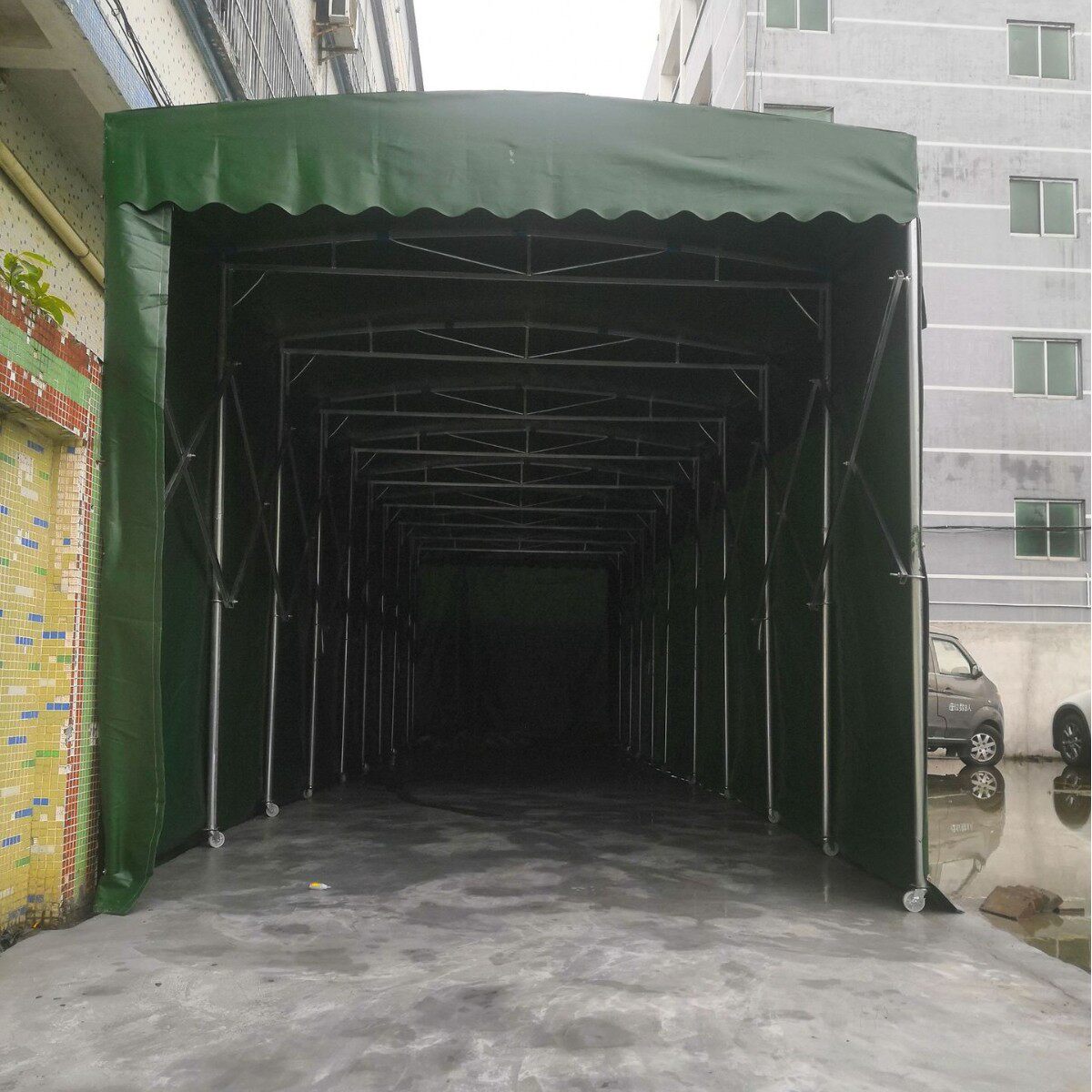 仓库推拉棚伸缩雨棚户外工厂过道遮阳棚雨棚防防暴雨