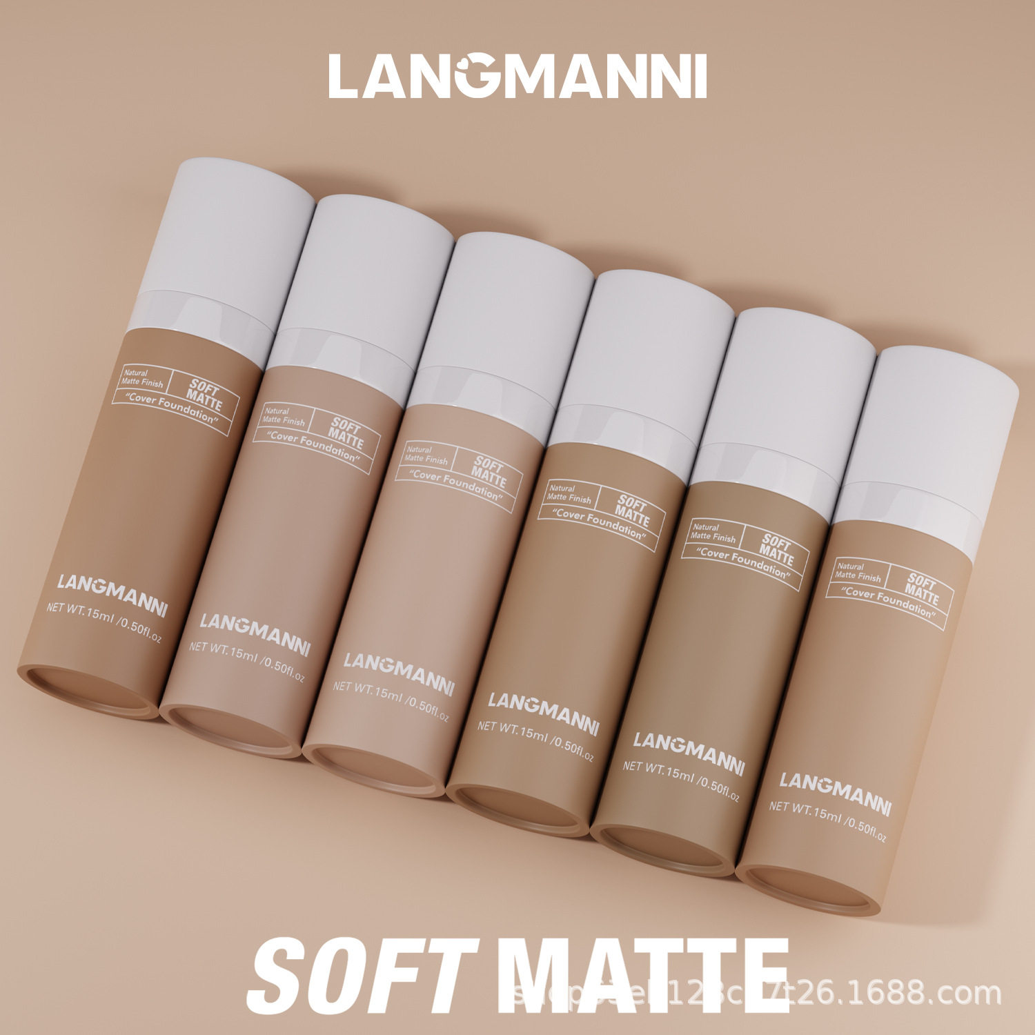 Langmanni Cross-Border Makeup Liquid Foundation Matte Concealer Long-Lasting Non-Removing Makeup Invisible Pore Foundation European and American Color