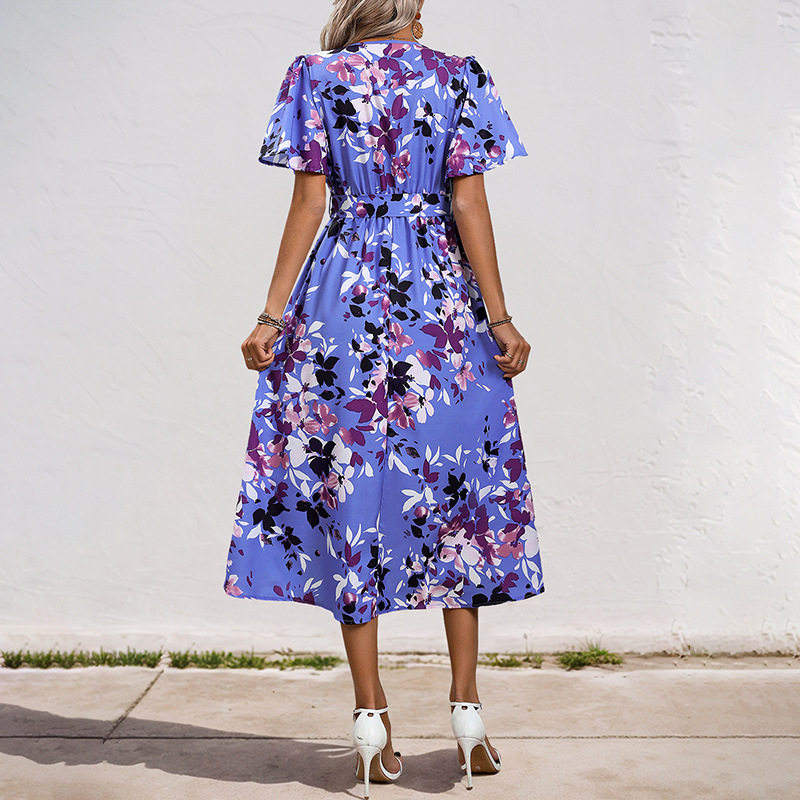 Floral Print Dress Sweet Elegant Colorful Perfect for Vacation and Summer Events Wholesale Available