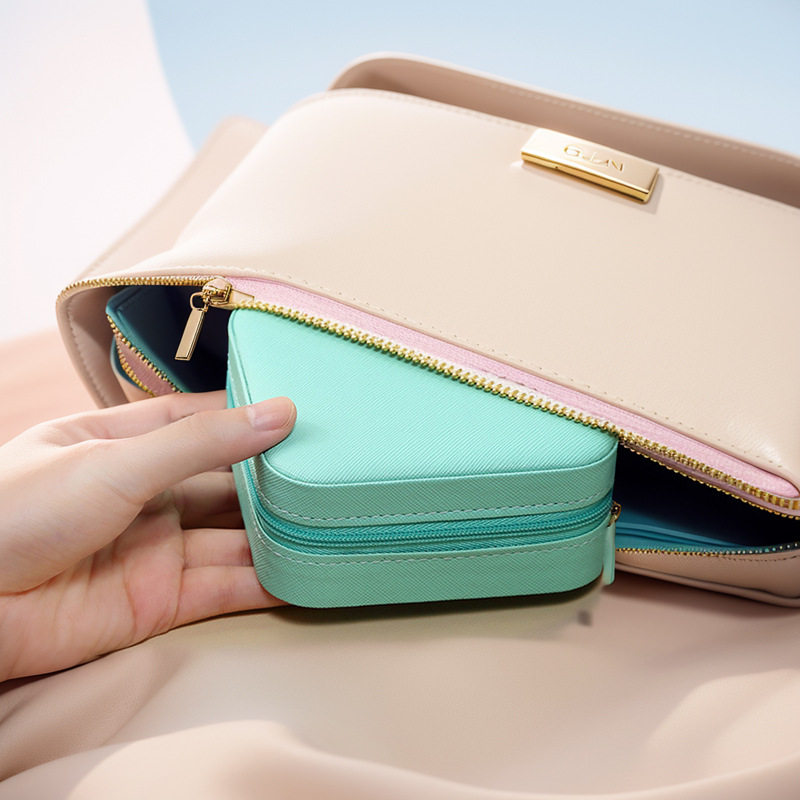 Simple and convenient ring necklace bracelet earrings earrings Jewelry Princess jewelry box travel home jewelry storage box