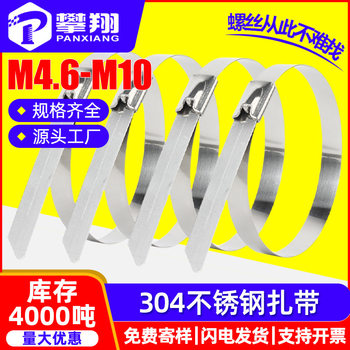 304 Stainless Steel Tie Self-Locking Tightening Outdoor High Temperature Resistant Marine Binding Metal Steel Bar Tie 4.6/7.9mm