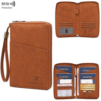 Cross-Border New Hot-Selling Large-Capacity Passport Bag European and American Retro Card Holder Travel Passport Holder for Elders Multi-Function