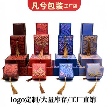 Factory Direct Sales Linen Tassel Buddha Beads Storage Retro Bracelet Bracelet Box Packaging Jewelry Box Tassel Wooden Box
