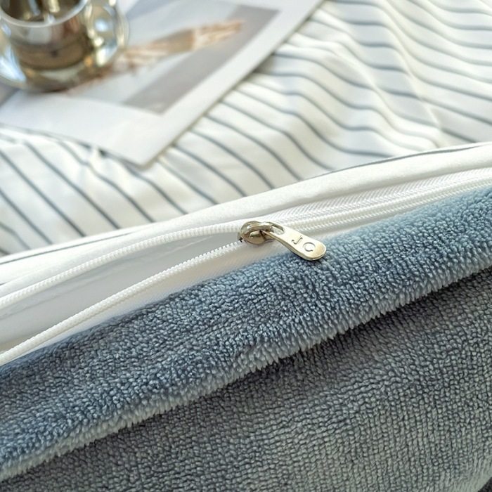 Autumn and Winter cotton plus velvet milk velvet four-piece set simple style A version washed cotton + B version thickened flannel bed sheet quilt cover