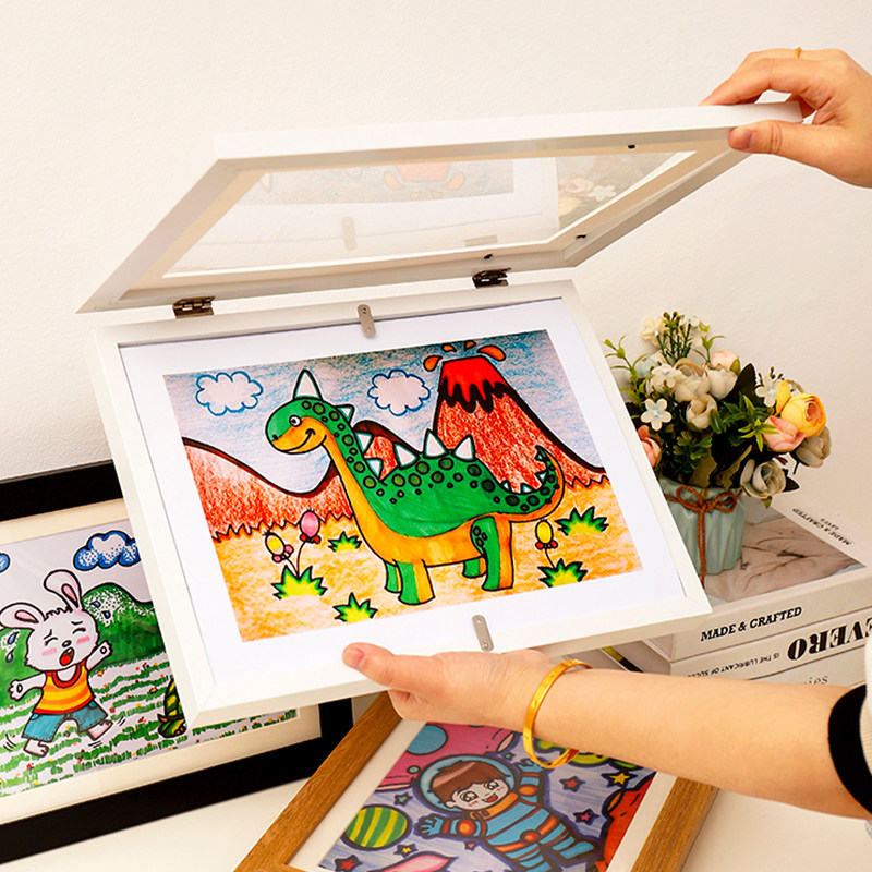 Children's Art Painting Storage Picture Frame Kindergarten Work Display Frame A4A3 Framed Easel Magnetic Flip Photo Frame