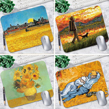 Mouse Pad Small Overlock Rubber Text Van Gogh Oil Painting Laptop Thickened Office Spot Manufacturer Wholesale
