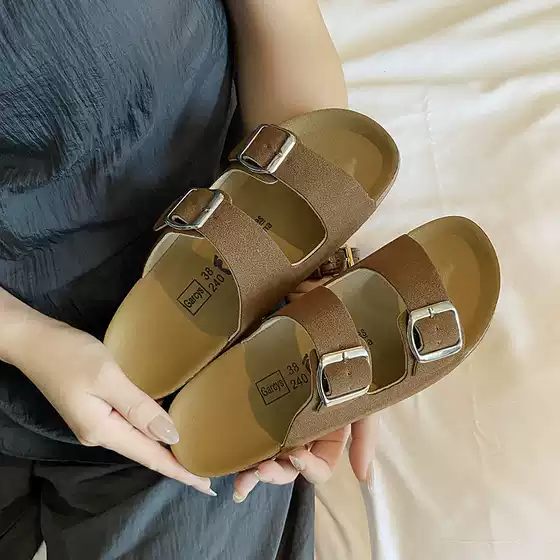 Birkenstock 2026 New French Retro Thick Sole Double Buckle Sandals for Women - Summer Outdoor Slippers