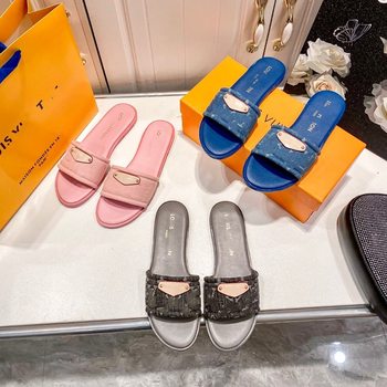 2025 Lujia New Flat Slippers for Women Denim Fashion Solid Color Outdoor Printed Beach Strap Slippers