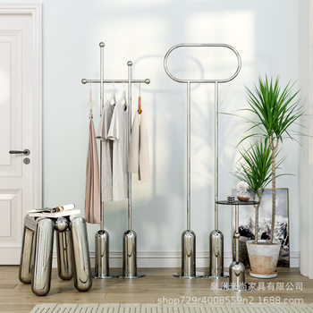ins Stainless Steel Silver Bedroom Floor Coat Rack Storage Light Luxury Bauhaus Apartment Hotel Hanger