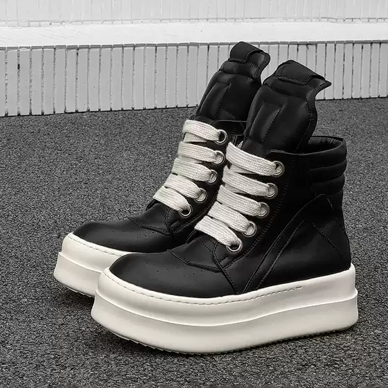High-Top Sneakers for Men, Versatile Sports Heightening Casual Thick-Soled Retro Big-Toe Big-Tongue Boots 78133 Black-J