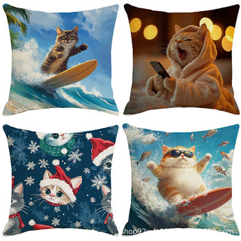 Amazon Home Sofa Pillow Cover Creative Cat 3D Printed Pillow Indoor Bedside Cushion Cross-Border Wholesale