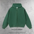Boxy version of zipper shirt-eden green
