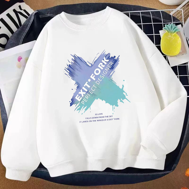 抖音网红款2024秋冬纯棉卫衣男宽松大码圆领潮牌运动男士打底上衣