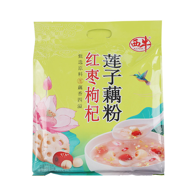 Xiniu Red Dates, Wolfberry, Lotus Seeds and Lotus Root Powder 600g Independent Small Packaging Breakfast Brewed Food Office Meal Replacement Nutrition