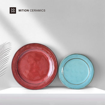 American Underglaze Color Ceramic Plate, High-End Japanese Simple Household Dish Plate, Fruit Plate, Western Food Plate, Export Tableware