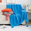 New European Style Tassel Knitted Blanket Thickened Nap Sofa Blanket Office Blanket Bedside Blanket Winter Thick Thread Blanket