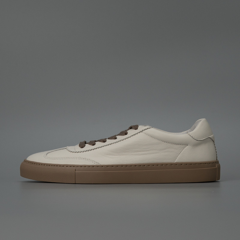 Giày sneaker nam da trắng thủ công thoáng khí dễ phối đồ — Màu trắng