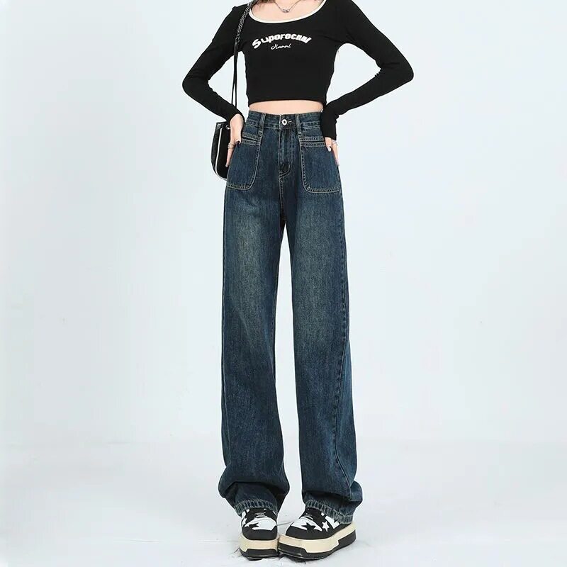 High Waisted Wide Leg Jeans for Women Vintage Style Loose Fit Floor Length Spring Fall Wholesale Available
