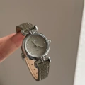 IEKE 88152 Small Watch Silver Frame Gray Leather Strap