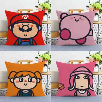 New Cartoon Mario Pikachu Kirby Pillow Cover Square Sofa Bedroom Backrest Lumbar Pillow with Core