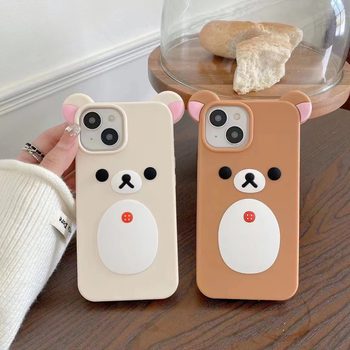 Cartoon three-dimensional easy bear iPhone14/13 for 12/11 apple 16/15PROMAX mobile phone case anti-fall
