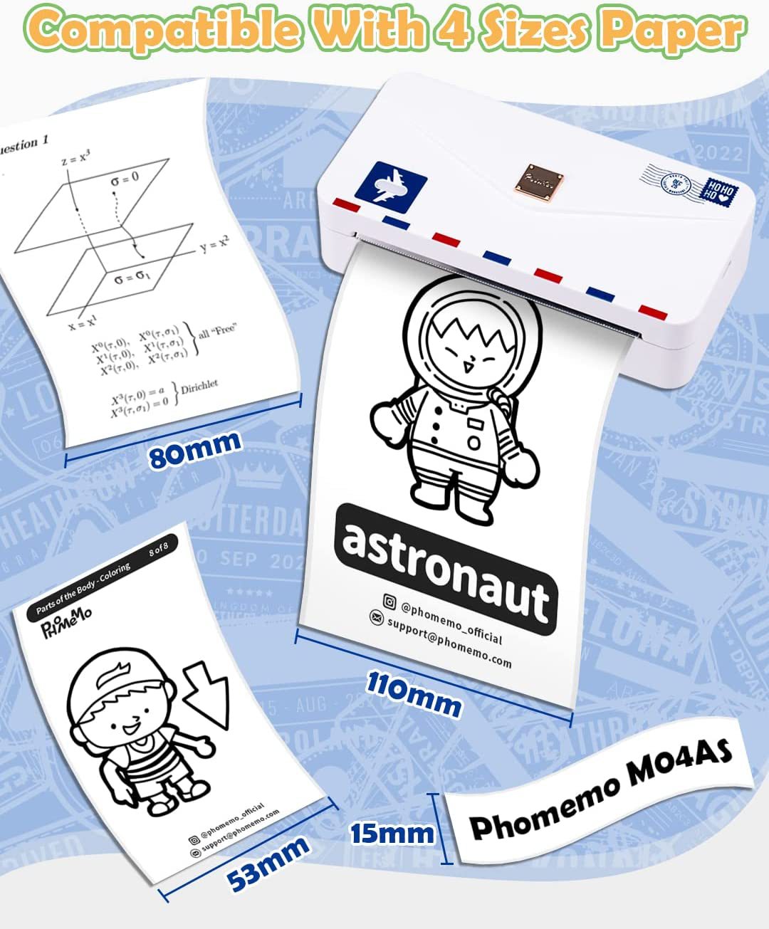 Phomemo M04AS高清宽幅手机无线蓝牙热敏标签迷你照片错题打印机-图0