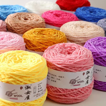 Flannel 2 strands of chenille large group glossy velvet hand-woven doll material bag hook shoes wool group new product