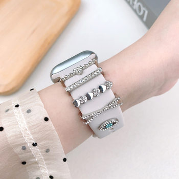 Crystal Diamond Gemstone Watch Strap Ring Accessories Suitable for Apple 9/10 Generation & Xiaomi Women's Watch Strap Accessories Niche Design