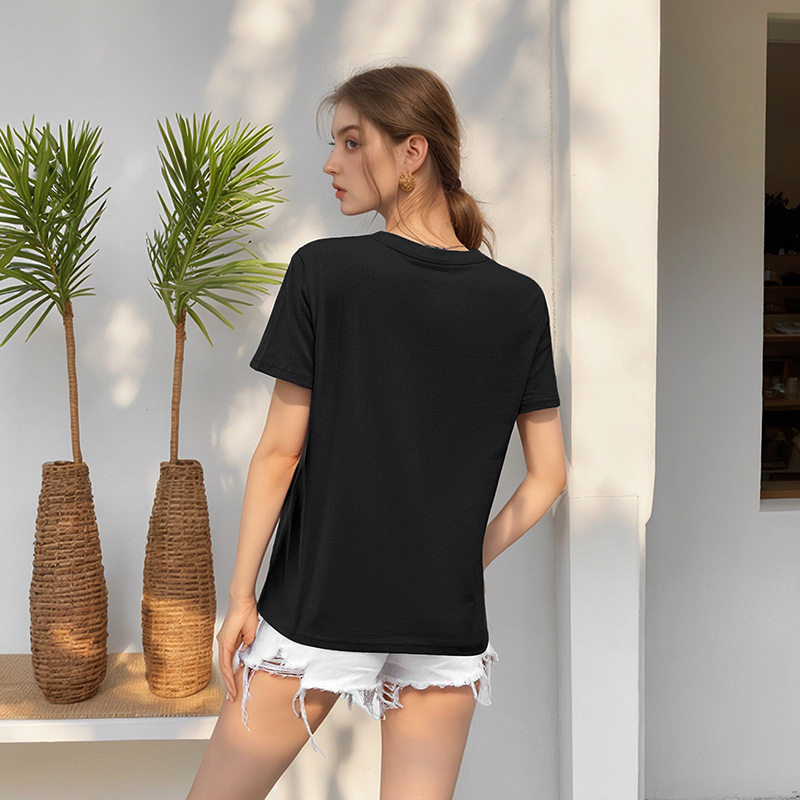 Casual White Short Sleeve T Shirt Loose Fit Round Neck Summer Style Perfect for Everyday Wear Wholesale Available