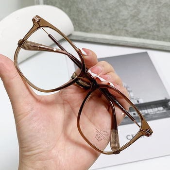 TR90 Glasses Frame Fashionable Plain Glasses Frame Korean Style Flat Glasses Retro Instagram Anti-Blue Glasses Women's 01283 Glasses