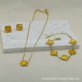 Bright yellow double-sided mother-of-pearl three-piece set