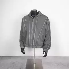 No Sleep Beauty Trendy THUG CLUB Zipper Hooded Cardigan Sweater Masked Ninja Short Trendy Brand Coat Street Style
