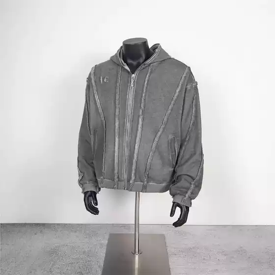 No Sleep Beauty Trendy THUG CLUB Zipper Hooded Cardigan Sweater Masked Ninja Short Trendy Brand Coat Street Style