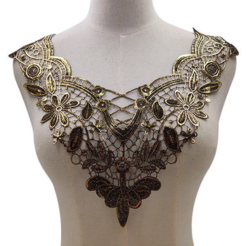 Gilding silver water-soluble lace embroidery corsage three-dimensional embroidery collar polyester silk hollow fake collar
